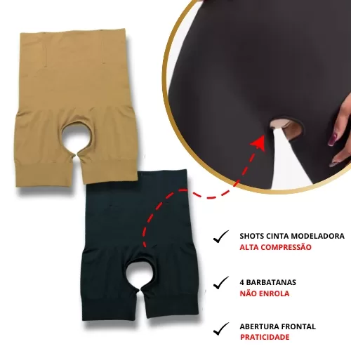 Shorts Modelador 4 Barbatanas Abertura Frontal Cin