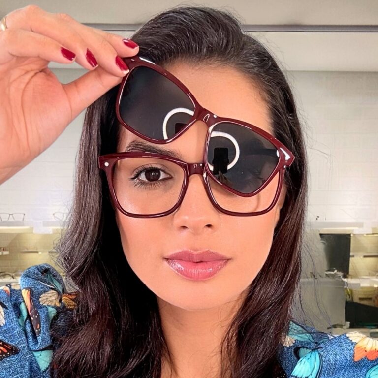 Óculos para grau feminino com clip on solar polar