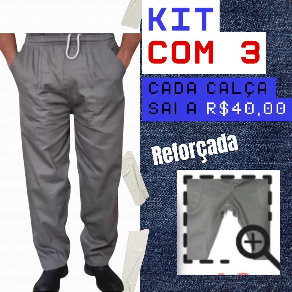 3 Calças de Brim Pesado Super Resistentes para Trabalho Pesado  Durabilidade Garantida