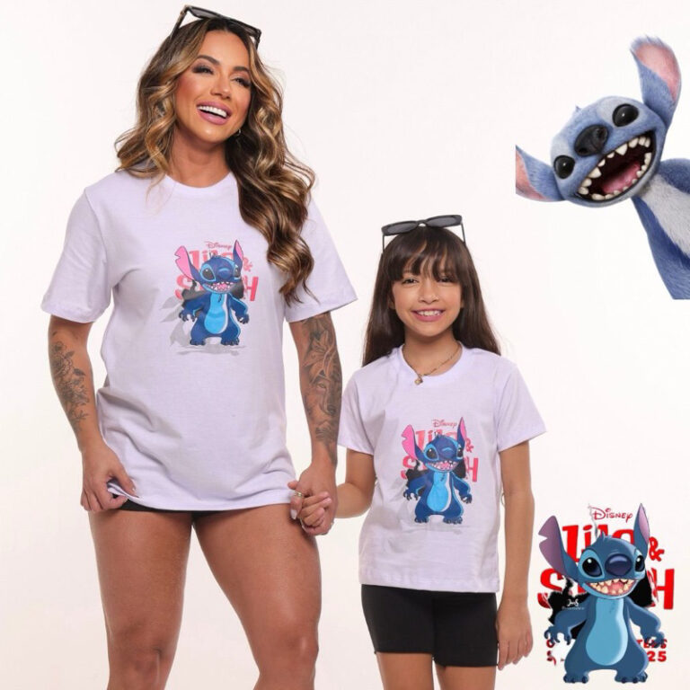 Kit Camisetas Stitch e Lilo Filme Mãe e Filha Inf