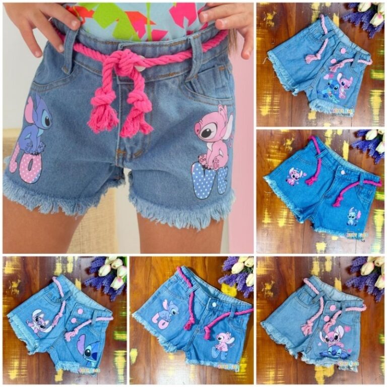 short jeans Stitch infantil e juvenil