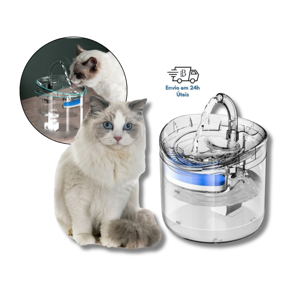 Bebedouro Automático 2L Transparente – Fonte com Torneira para Pets