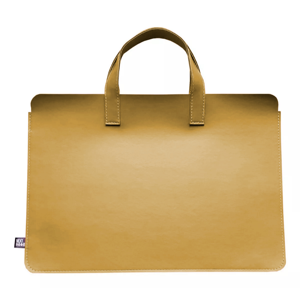 Sacola com Alça para Notebook Couro Sintético Amarelo