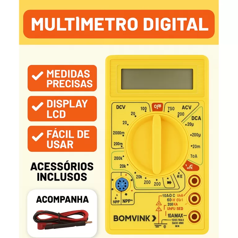 Multímetro Digital DC/AC Com Pontas de Prova