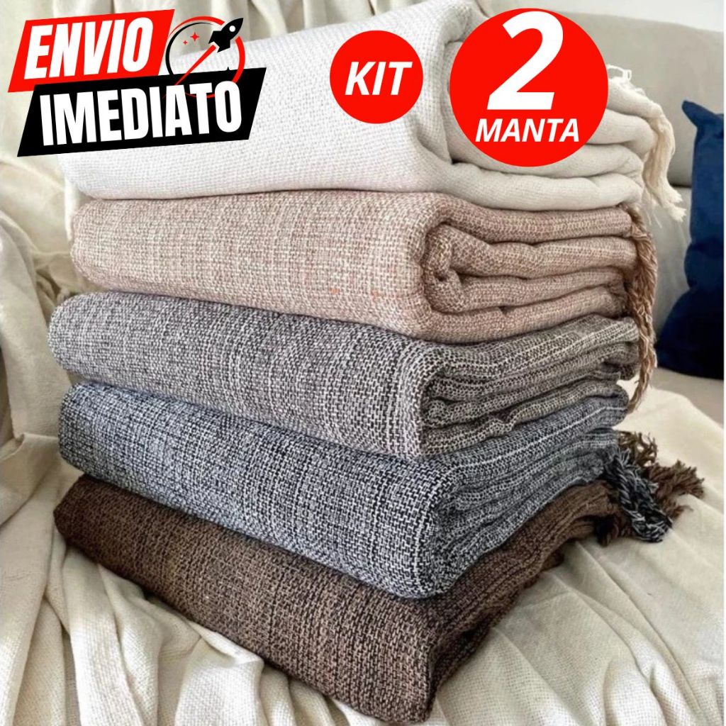 Kit 2 Manta de Sofá Gigante Capa Protetora Decorativa Artesanal Algodão Premium