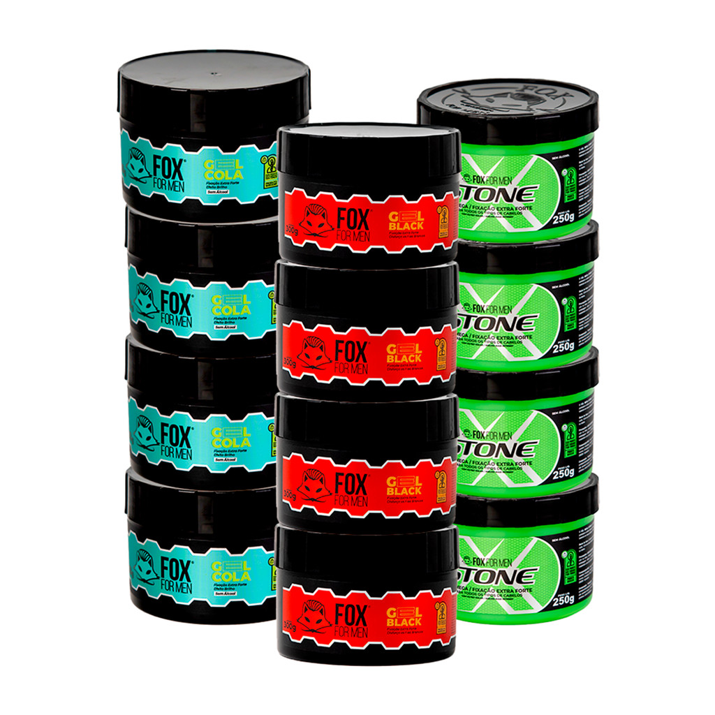 COMBO GEL FOX FOR MEN ATACADO COM 12 UNIDADES 4UN DE CADA