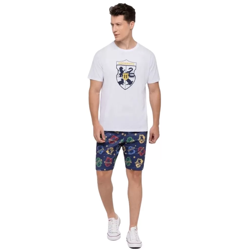 Pijama Conjunto Masculino Adulto Veggi Harry Potter Manga Curta