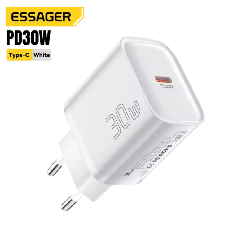 Carregador Turbo PD 30W Tipo C Essager Branco Bivo