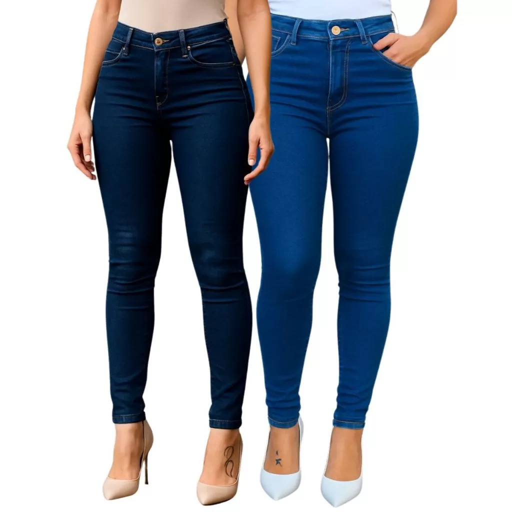 Kit 02 Calça Jeans Feminina Casual Empina Bumbum Modeladora Básica