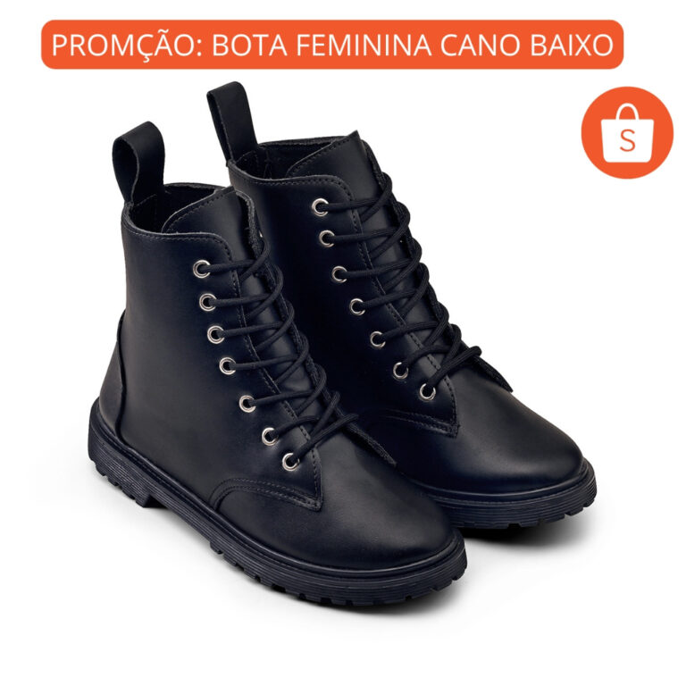 Coturno Feminino VILE Cano Curto Tratorado Promoç