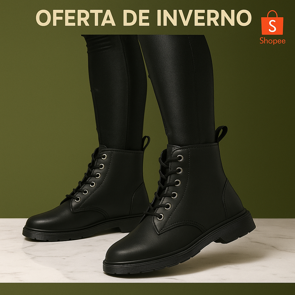 Coturno Feminino Cano Curto Salto Baixo com Detalhe Metalizado