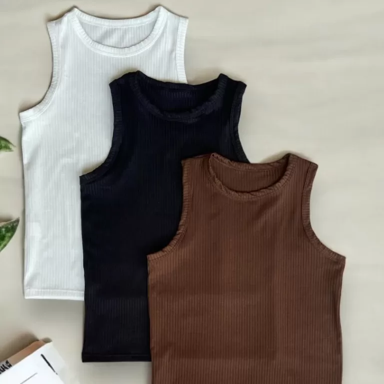 Kit 3 Regata Canelada Feminina Blusinha Básica Ri
