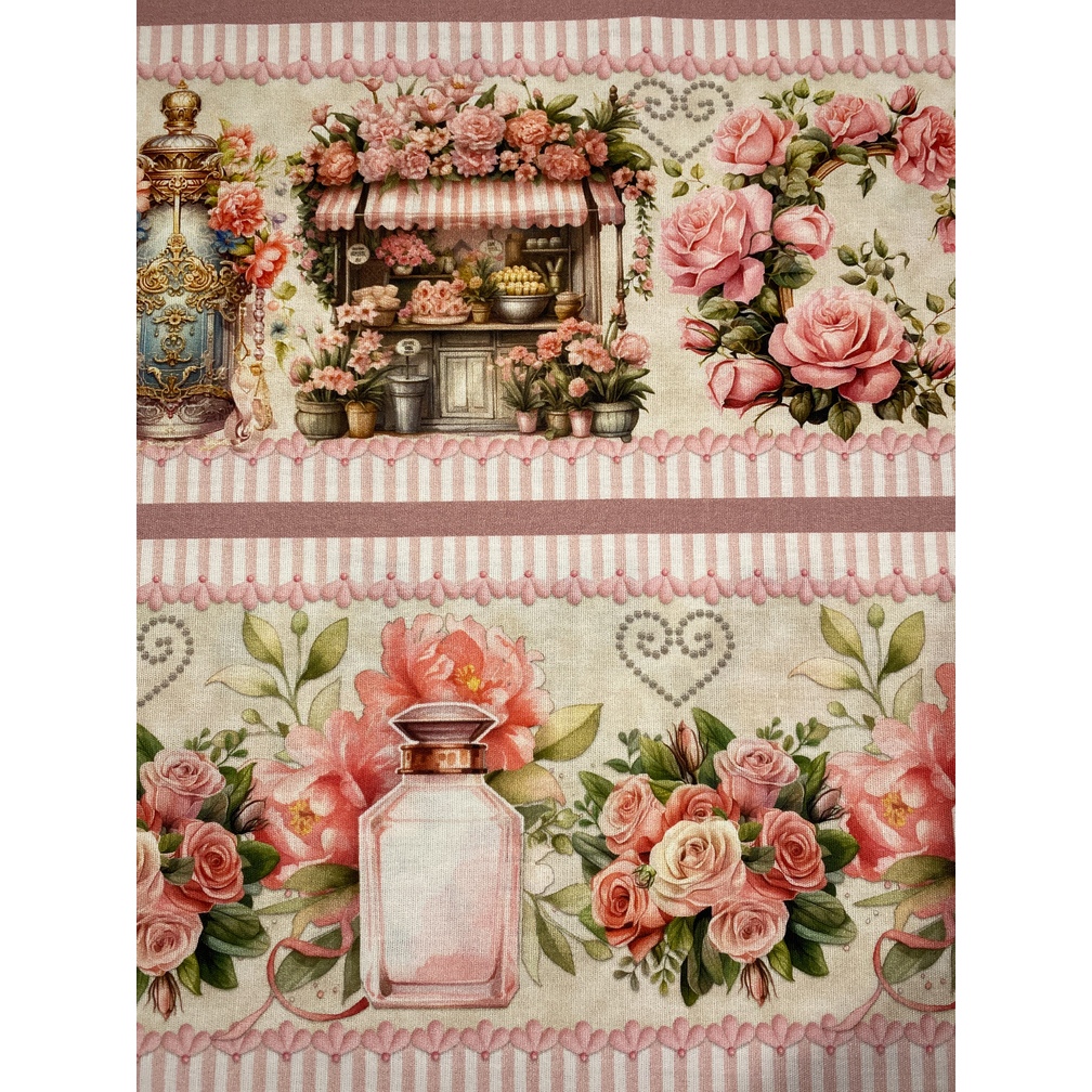 Tecido Tricoline Estampado Barrado Digital 100% Algodão – Rosas