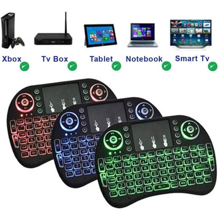 Mini Teclado Controle Sem Fio Com Led Touchpad Blu