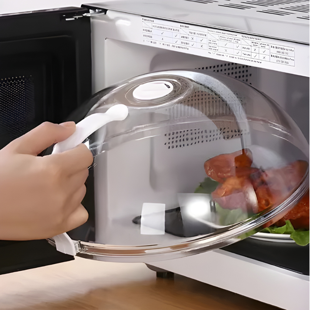 Tampa De Microondas Protetor Alimentos Anti Sujeira Comida Com Válvula Alça De Plástico Pratos