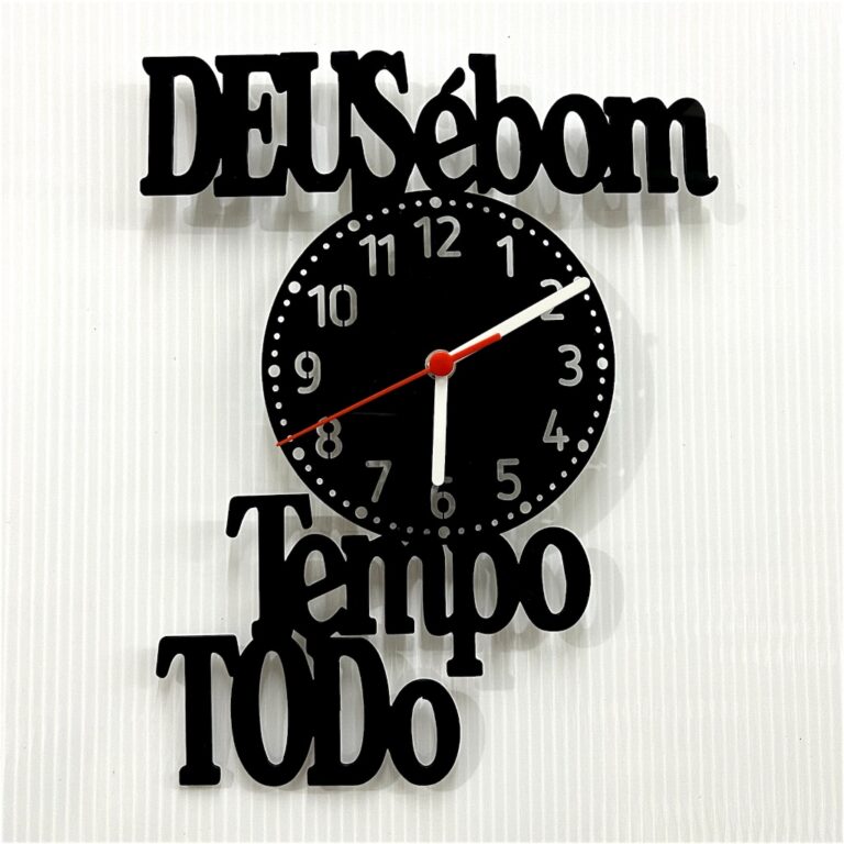 O Tempo Todo com Deus  Relógio Decorativo em MDF 