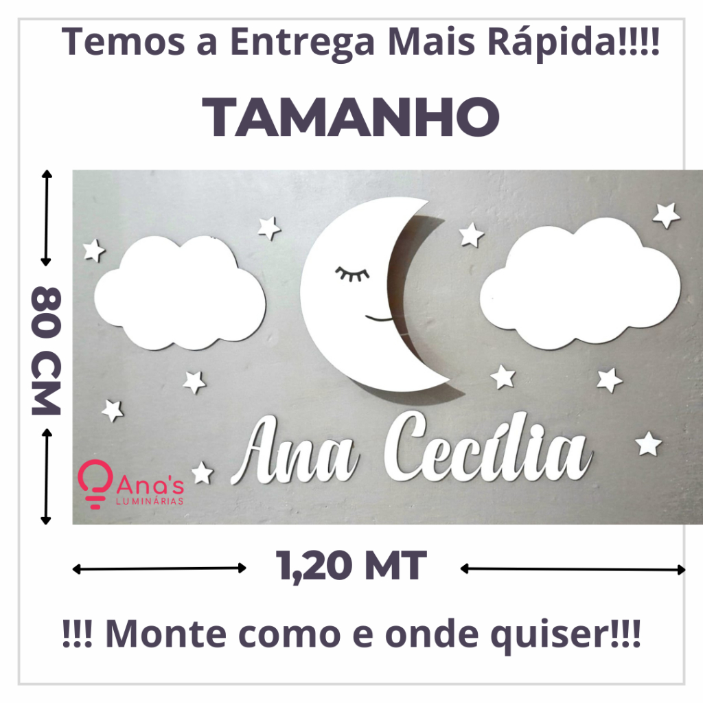 Conjunto Luminoso Personalizado 10 Estrelas 2 Nuvens 1 Lua Luminária LED Premium para Decoração de Q