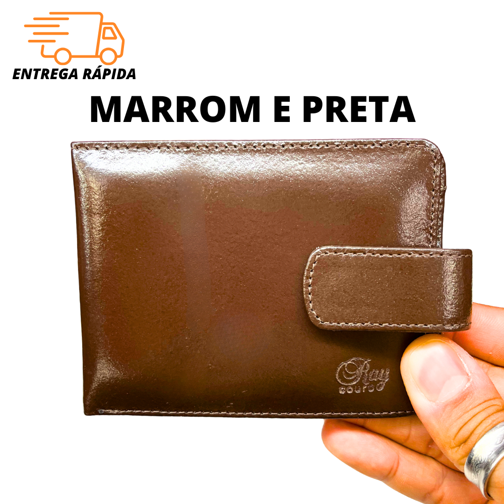 Carteira Masculina Couro Legítimo Premium Porta Cartão Fecho Completo