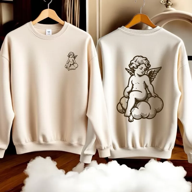 Blusa Moletom Gola Redonda Angel Peace Careca Flanelado Blusa De Frio Unissex Inverno Moda Masculina