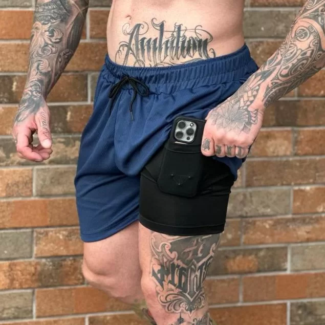 Kit 2 Shorts de Academia 2 em 1 Masculino Cor Úni