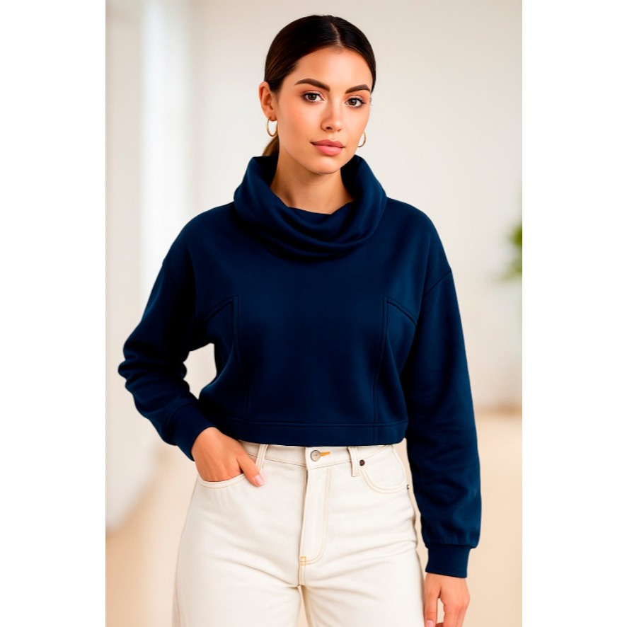 Blusa de Moletom Casaco  Feminino de Frio Liso Flanelado Algodão de Inverno