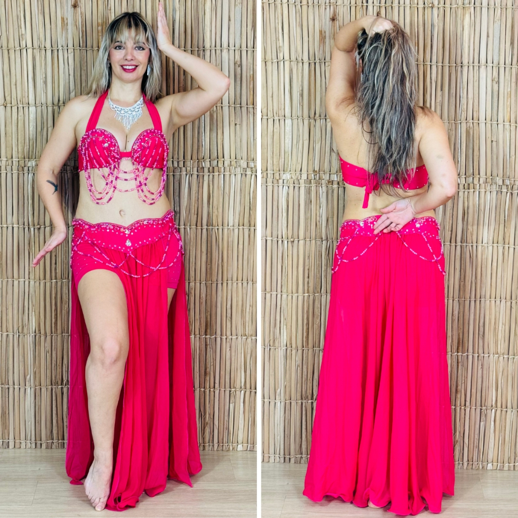 [Liquidação] Dança do Ventre Traje Bordado Completo M – Pronta Entrega  – TPCL-347