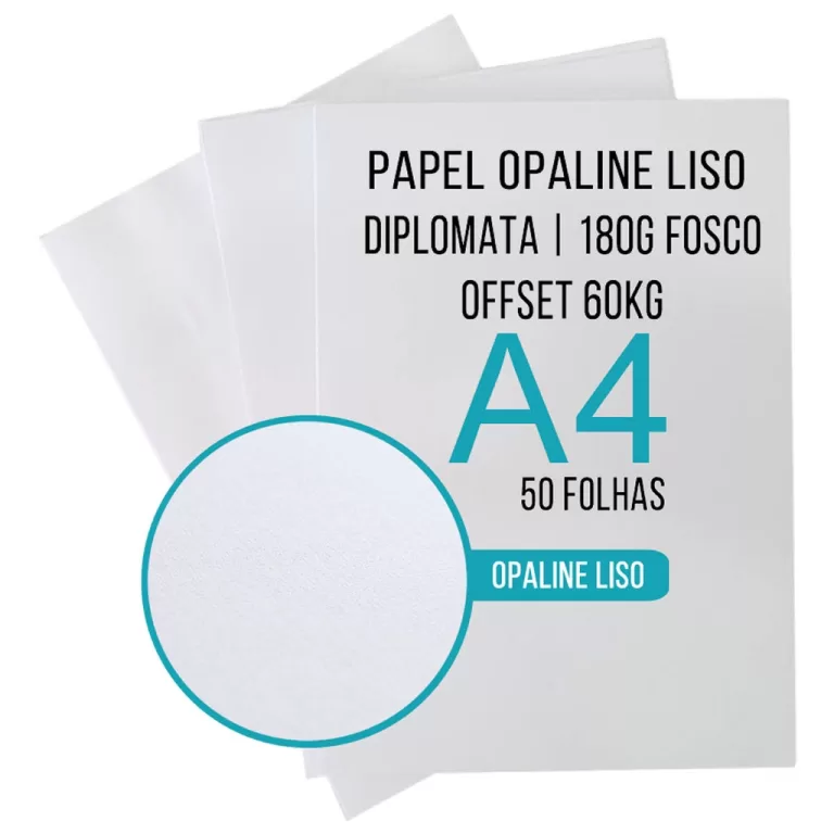 Papel Opaline Offset Liso Diplomata A4 180g 60kg B