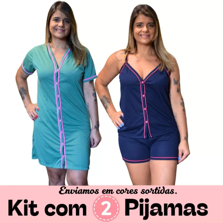 Kit com 2 Camisolas Gestante Amamentação Pós Pa