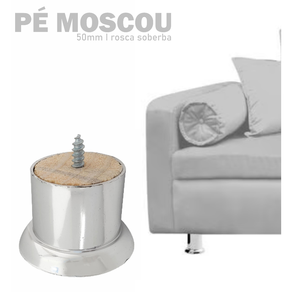 Kit 4 Pe 5cm Cromado Sofa Poltrona Mesa Rosca Soberba.