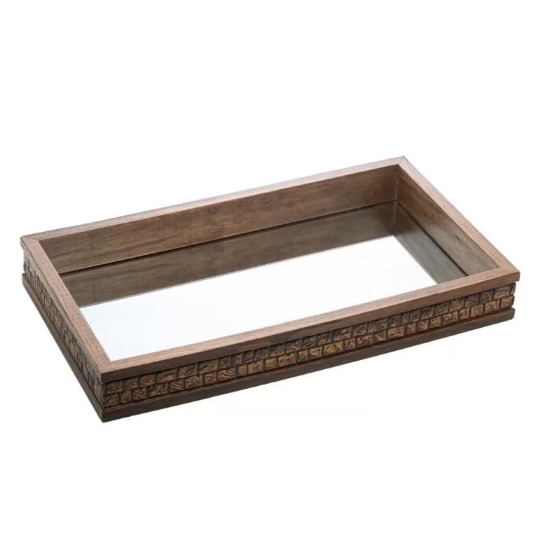 Bandeja com Espelho Woodart Coquinho Marrom 51cm x