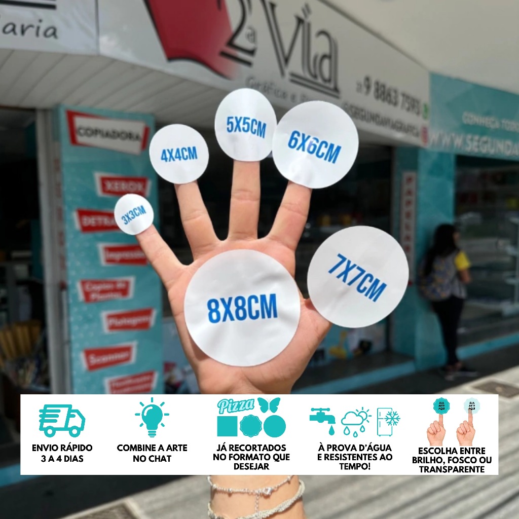 Etiquetas Adesivas Personalizadas Em Vinil Branco Rótulos Adesivos de 3×3 4×4 5×5 6×6 7×7 Cm Adesivo