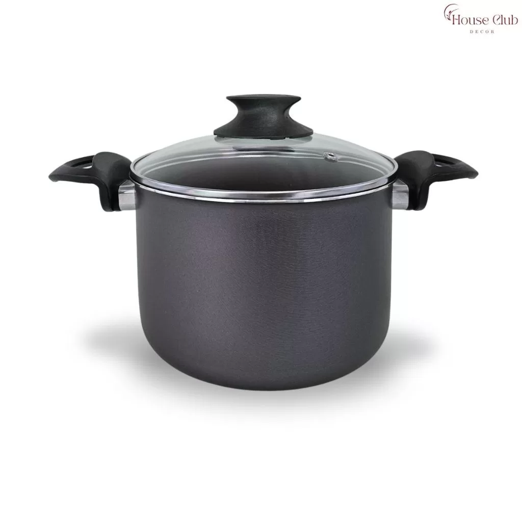 Panela Caldeirão 18 cm Alta Antiaderente com Tampa de Vidro Cor Preto Grafite