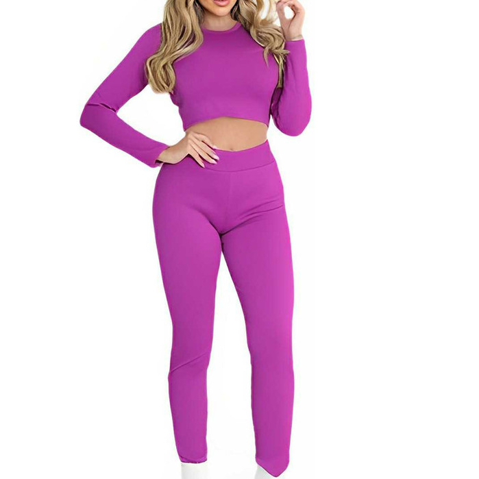 Conjunto Fitness Calça e Blusa Feminino Canelado 