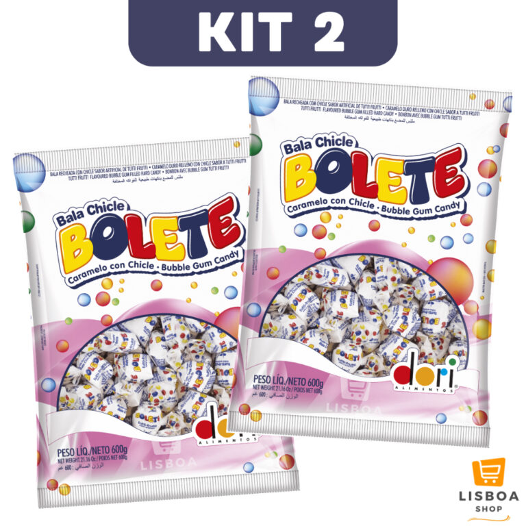 Bala Bolete Chiclete Kit 2 Pacotes 600g C/120un ca