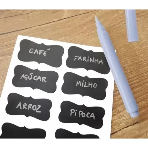 Adesivos para Tempero: Kit com 60 Etiquetas Lousa 