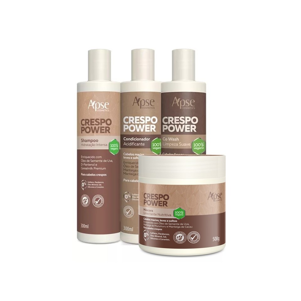Kit Crespo Power Shampoo, Condicionador, Co Wash E Máscara
