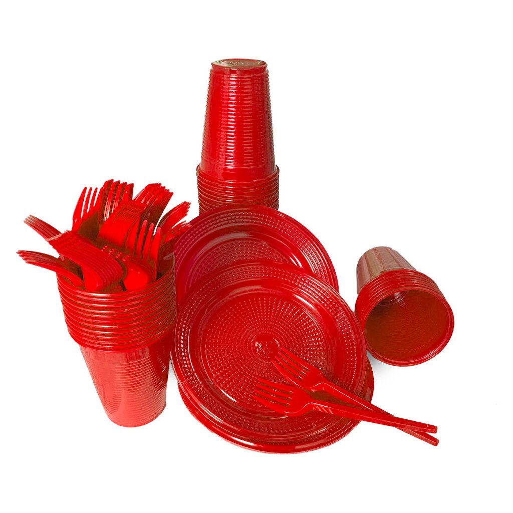KIT FESTA DESCARTAVEL 150 PEÇAS 50 PESSOAS – ESCOLHA A COR