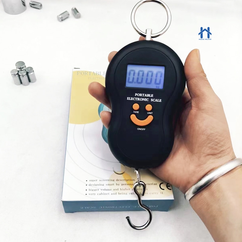 Balança com Gancho Digital de Mão com Pilha Até 50kg Portátil para Mala de Viagem Bagagem Pesca