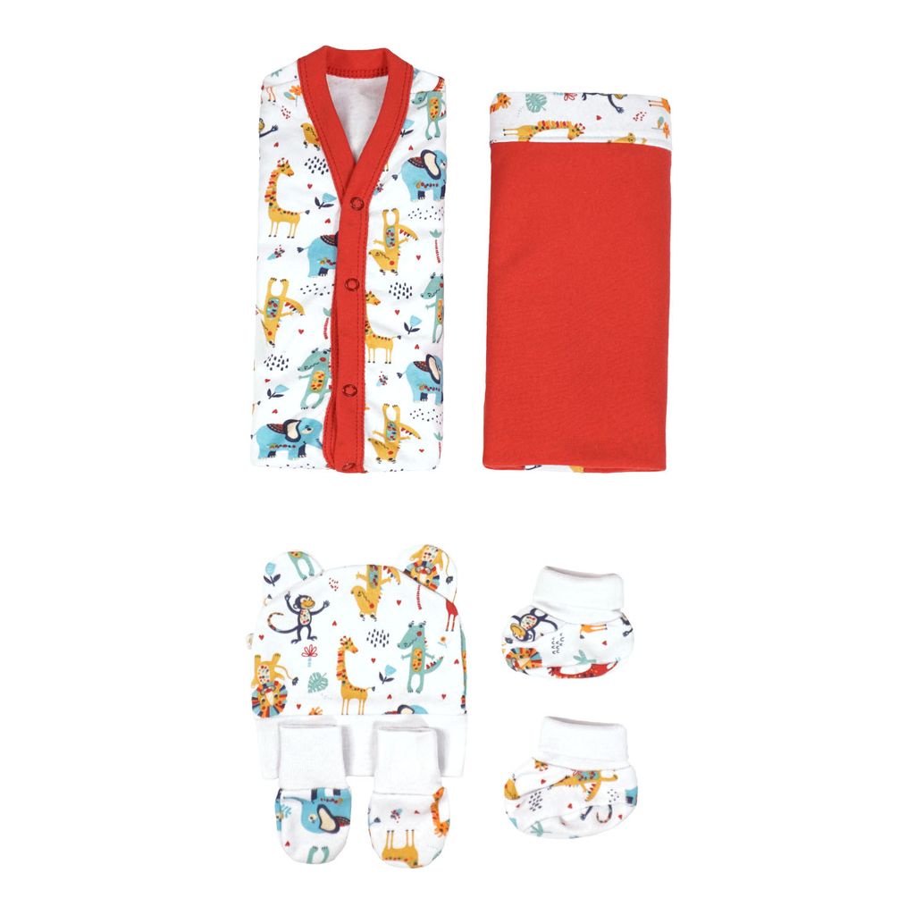 Kit Maternidade 5 Peças Safari Vermelho Baby Joy Wear