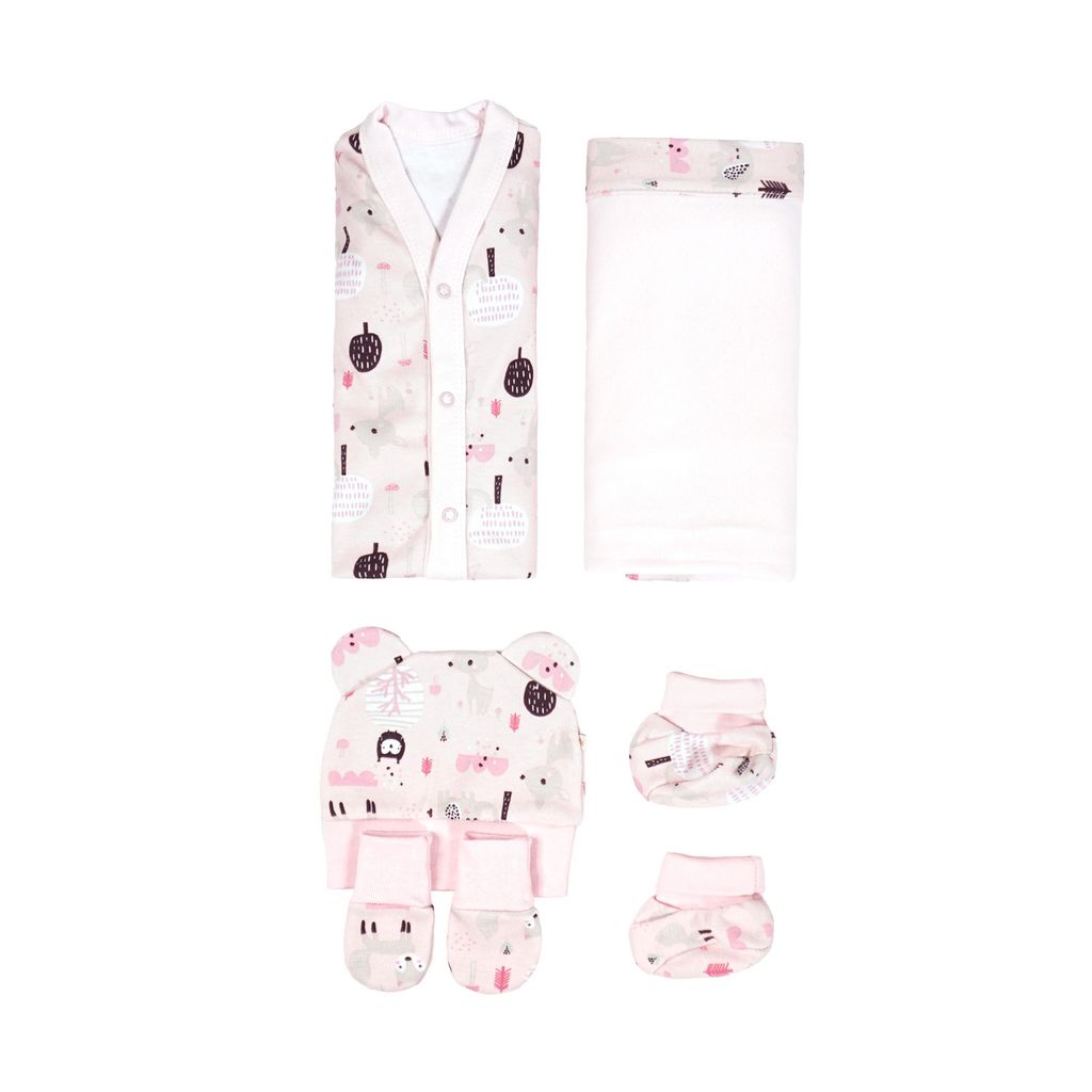 Kit Maternidade 5 Peças Animais Rosa Baby Joy Wear