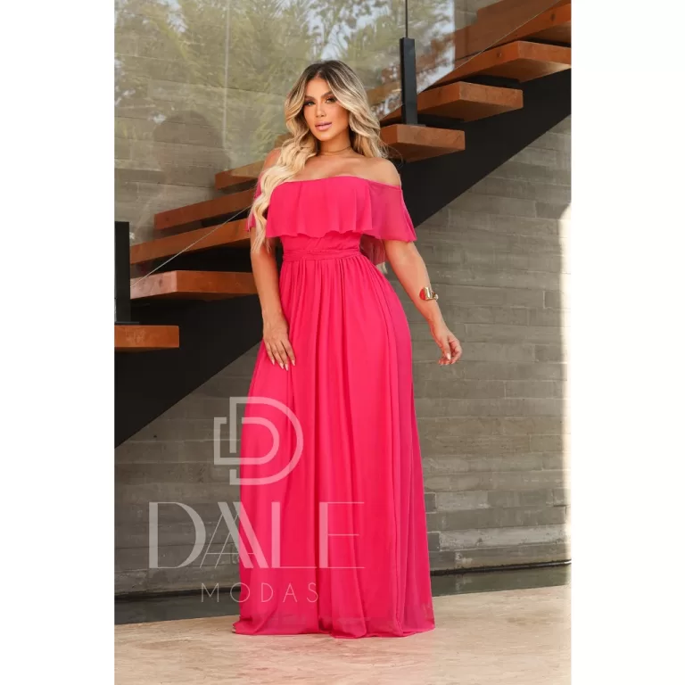 vestido luxo longo feminino ombro a ombro com deta