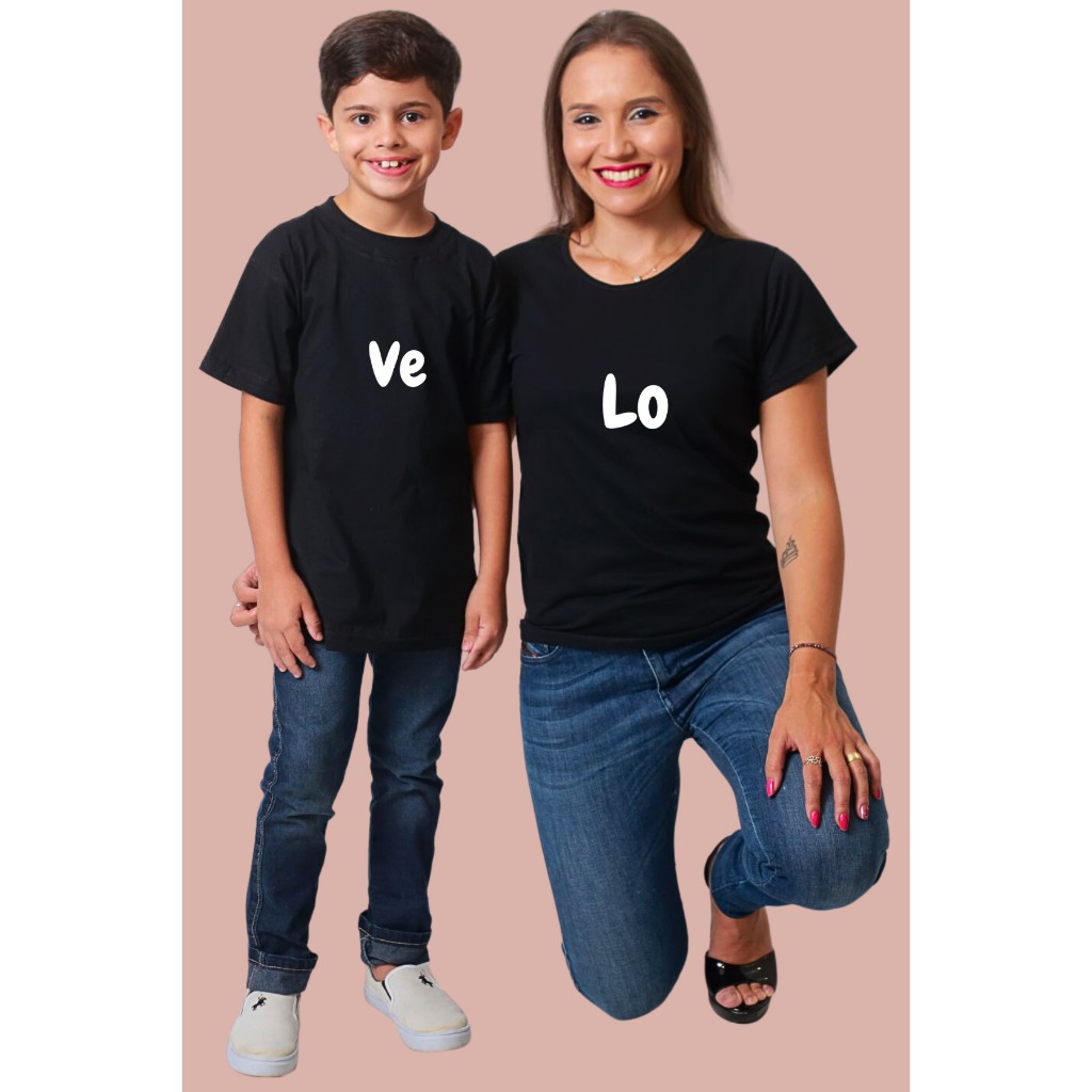 Kit Tal Mãe Tal Filho Filha Love com 2 Camisetas Combinando Iguais.