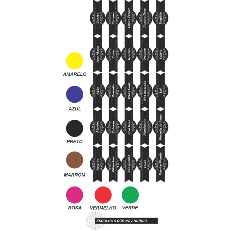 CARTELA TEMPERO 25 ETIQUETAS ADESIVO AUTO COLANTE 