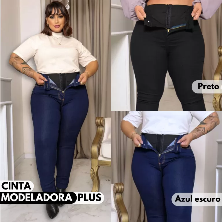 Calça Cinta Modeladora Jeans Plus Size Super Lipo