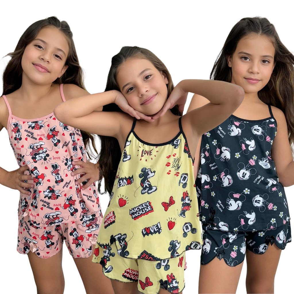 KIT 03 Short Doll Infantil Personagem