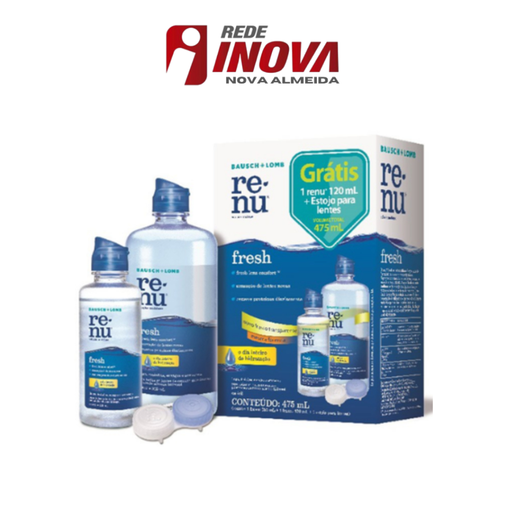 Renu solução para lente. kit com 1 frasco de 355 ml +1 frasco de 120 ml + 1 estojo para lente.