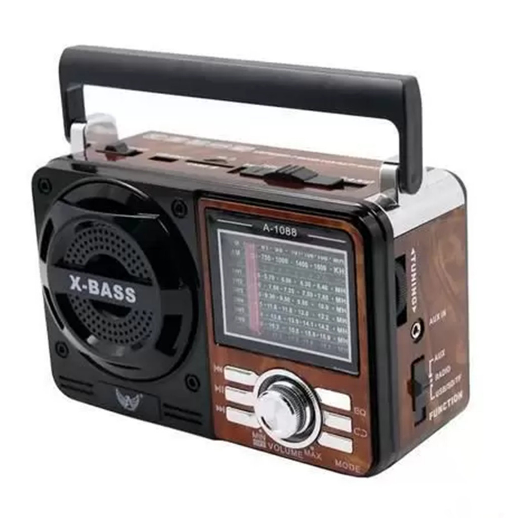 Rádio Retrô Vintage Portátil A Pilha E Tomada Am Fm Sw Pendrive Com Sd Usb lanterna