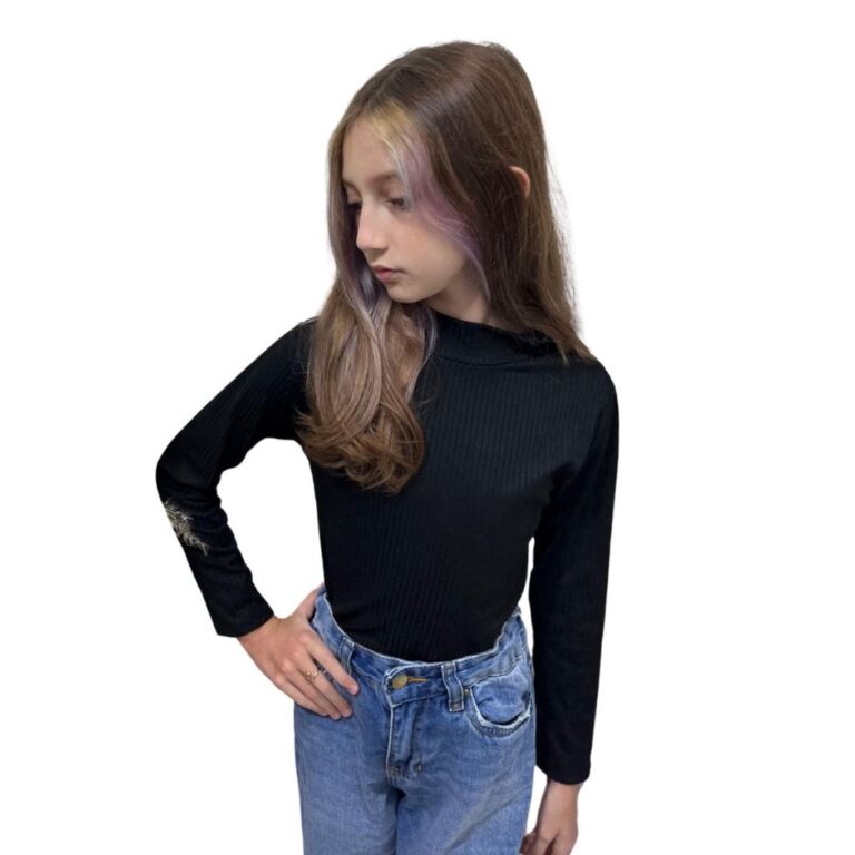Blusa Cacharrel Gola Alta Manga Longa Infantil Can
