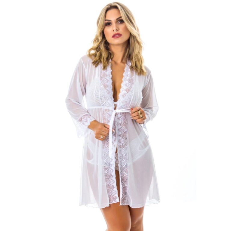 Robe Manga Longa em Tule e Renda | Margot 6027 Mel
