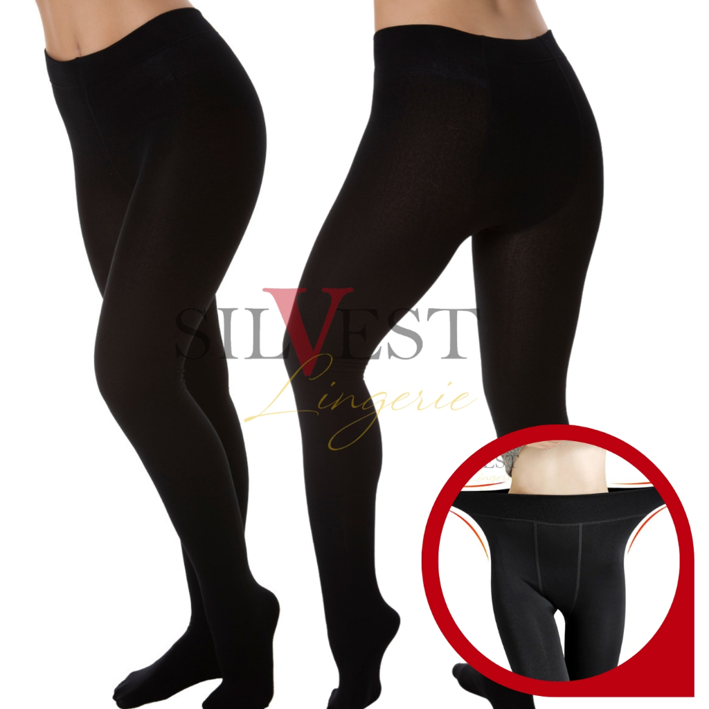 Meia Calca Preta Grossa Fio 80 Preta Com Pezinho